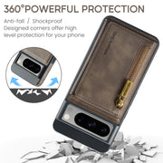 For Google Pixel 8 Pro DG.MING M5 Series Zip RFID Multi Card Detachable Leather Phone Case(Coffee)