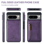 For Google Pixel 8 Pro DG.MING M5 Series Zip RFID Multi Card Detachable Leather Phone Case(Purple)