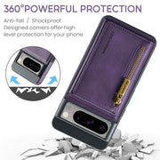 For Google Pixel 8 Pro DG.MING M5 Series Zip RFID Multi Card Detachable Leather Phone Case(Purple)