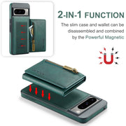 For Google Pixel 8 Pro DG.MING M5 Series Zip RFID Multi Card Detachable Leather Phone Case(Green)