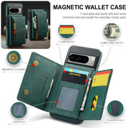 For Google Pixel 8 Pro DG.MING M5 Series Zip RFID Multi Card Detachable Leather Phone Case(Green)