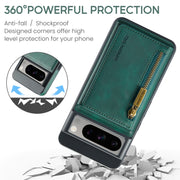 For Google Pixel 8 Pro DG.MING M5 Series Zip RFID Multi Card Detachable Leather Phone Case(Green)