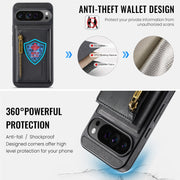 For Google Pixel 9 Pro XL DG.MING M5 Series Zip RFID Multi Card Detachable Leather Phone Case(Black)