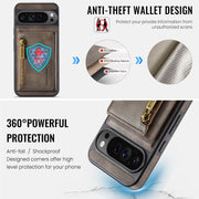 For Google Pixel 9 Pro XL DG.MING M5 Series Zip RFID Multi Card Detachable Leather Phone Case(Coffee)