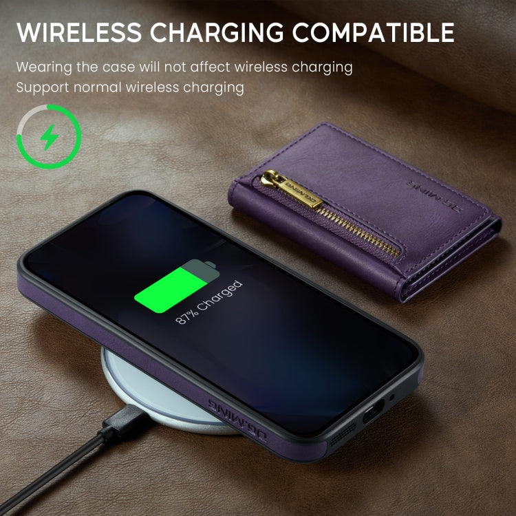 For Google Pixel 9 Pro XL DG.MING M5 Series Zip RFID Multi Card Detachable Leather Phone Case(Purple)