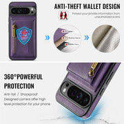For Google Pixel 9 Pro XL DG.MING M5 Series Zip RFID Multi Card Detachable Leather Phone Case(Purple)