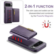 For Google Pixel 9 Pro XL DG.MING M5 Series Zip RFID Multi Card Detachable Leather Phone Case(Purple)