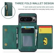 For Google Pixel 9 Pro XL DG.MING M5 Series Zip RFID Multi Card Detachable Leather Phone Case(Green)