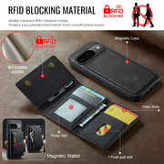 For Google Pixel 9 / 9 Pro DG.MING M5 Series Zip RFID Multi Card Detachable Leather Phone Case(Black)