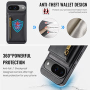 For Google Pixel 9 / 9 Pro DG.MING M5 Series Zip RFID Multi Card Detachable Leather Phone Case(Black)