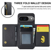 For Google Pixel 9 / 9 Pro DG.MING M5 Series Zip RFID Multi Card Detachable Leather Phone Case(Black)