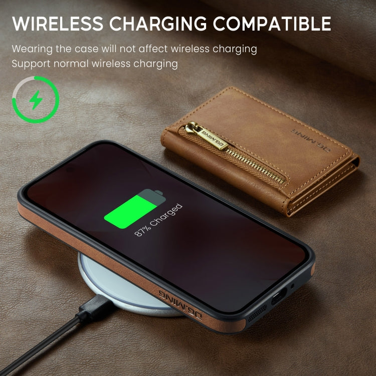 For Google Pixel 9 / 9 Pro DG.MING M5 Series Zip RFID Multi Card Detachable Leather Phone Case(Brown)