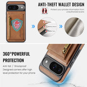 For Google Pixel 9 / 9 Pro DG.MING M5 Series Zip RFID Multi Card Detachable Leather Phone Case(Brown)