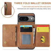 For Google Pixel 9 / 9 Pro DG.MING M5 Series Zip RFID Multi Card Detachable Leather Phone Case(Brown)