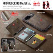For Google Pixel 9 / 9 Pro DG.MING M5 Series Zip RFID Multi Card Detachable Leather Phone Case(Coffee)