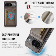 For Google Pixel 9 / 9 Pro DG.MING M5 Series Zip RFID Multi Card Detachable Leather Phone Case(Coffee)