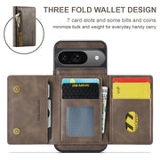For Google Pixel 9 / 9 Pro DG.MING M5 Series Zip RFID Multi Card Detachable Leather Phone Case(Coffee)