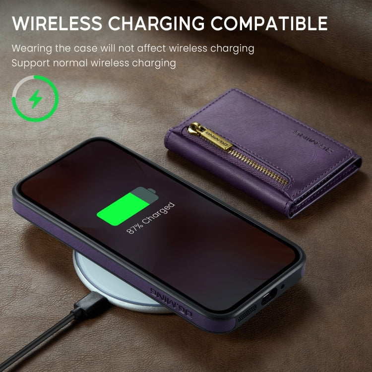 For Google Pixel 9 / 9 Pro DG.MING M5 Series Zip RFID Multi Card Detachable Leather Phone Case(Purple)