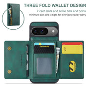 For Google Pixel 9 / 9 Pro DG.MING M5 Series Zip RFID Multi Card Detachable Leather Phone Case(Green)