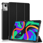 For Lenovo Tab M11/ Xiaoxin Pad 11 2024 Custer Texture 3-Fold Holder Leather Smart Tablet Case(Black)