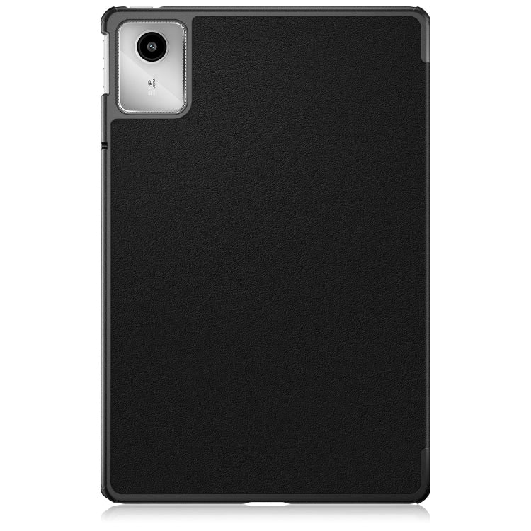 For Lenovo Tab M11/ Xiaoxin Pad 11 2024 Custer Texture 3-Fold Holder Leather Smart Tablet Case(Black)