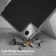 For Lenovo Tab M11/ Xiaoxin Pad 11 2024 Custer Texture 3-Fold Holder Leather Smart Tablet Case(Black)