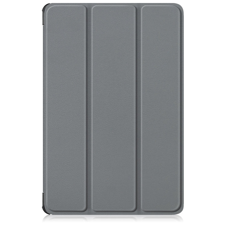 For Lenovo Tab M11/ Xiaoxin Pad 11 2024 Custer Texture 3-Fold Holder Leather Smart Tablet Case(Grey)