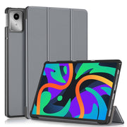 For Lenovo Tab M11/ Xiaoxin Pad 11 2024 Custer Texture 3-Fold Holder Leather Smart Tablet Case(Grey)