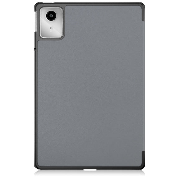 For Lenovo Tab M11/ Xiaoxin Pad 11 2024 Custer Texture 3-Fold Holder Leather Smart Tablet Case(Grey)