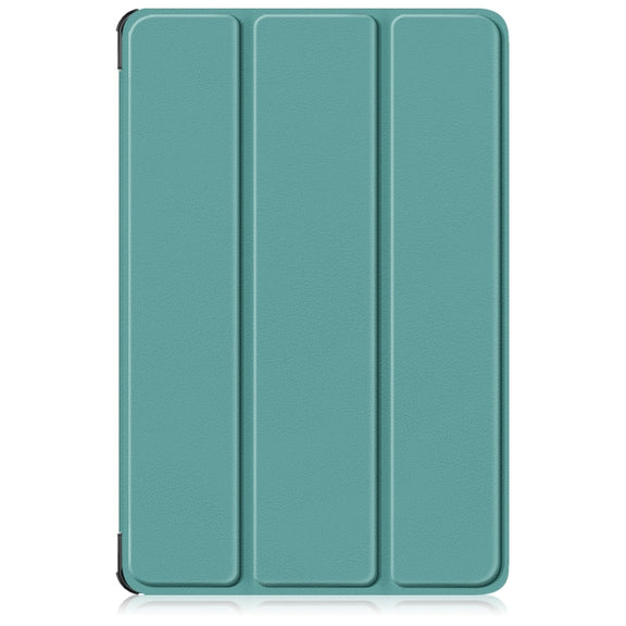 For Lenovo Tab M11/ Xiaoxin Pad 11 2024 Custer Texture 3-Fold Holder Leather Smart Tablet Case(Green)