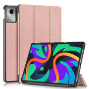 For Lenovo Tab M11/ Xiaoxin Pad 11 2024 Custer Pure Color 3-folding Leather Smart Tablet Case(Rose Gold)