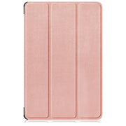 For Lenovo Tab M11/ Xiaoxin Pad 11 2024 Custer Pure Color 3-folding Leather Smart Tablet Case(Rose Gold)