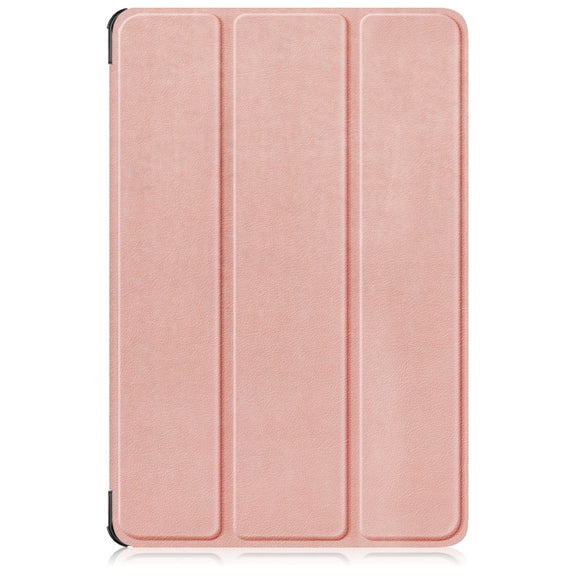 For Lenovo Tab M11/ Xiaoxin Pad 11 2024 Custer Pure Color 3-folding Leather Smart Tablet Case(Rose Gold)