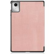 For Lenovo Tab M11/ Xiaoxin Pad 11 2024 Custer Pure Color 3-folding Leather Smart Tablet Case(Rose Gold)