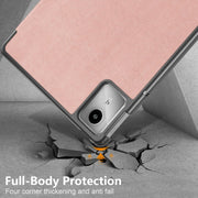 For Lenovo Tab M11/ Xiaoxin Pad 11 2024 Custer Pure Color 3-folding Leather Smart Tablet Case(Rose Gold)