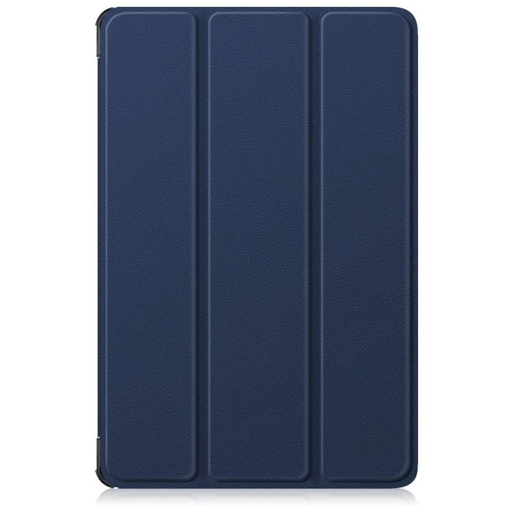 For Lenovo Tab M11/ Xiaoxin Pad 11 2024 Custer Pure Color 3-folding Leather Smart Tablet Case(Dark Blue)