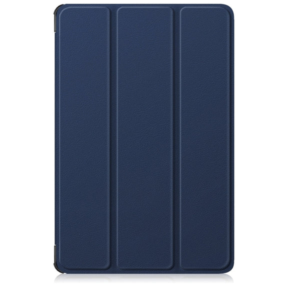For Lenovo Tab M11/ Xiaoxin Pad 11 2024 Custer Pure Color 3-folding Leather Smart Tablet Case(Dark Blue)