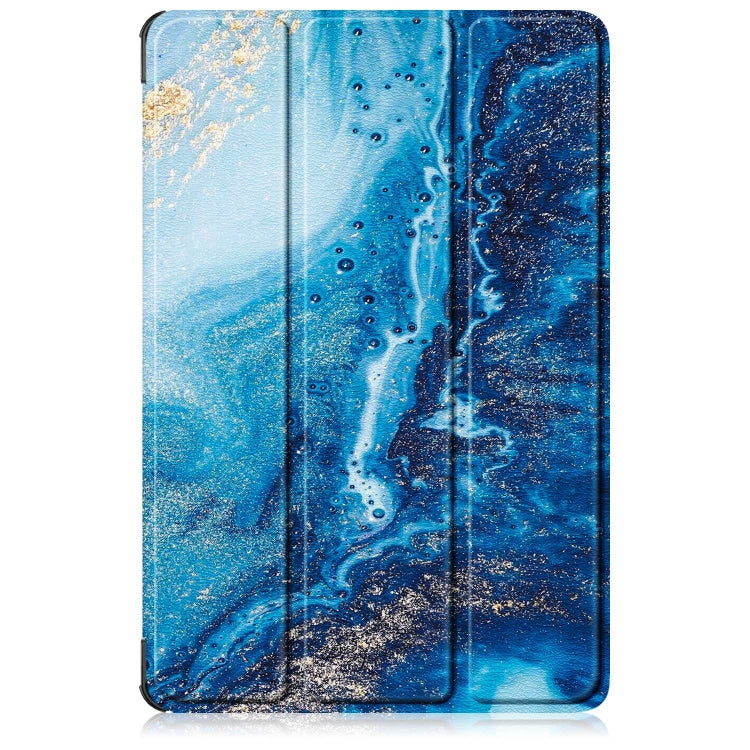 For Lenovo Tab M11/ Xiaoxin Pad 11 2024 Custer Painted 3-Fold Holder Leather Smart Tablet Case(Waves)