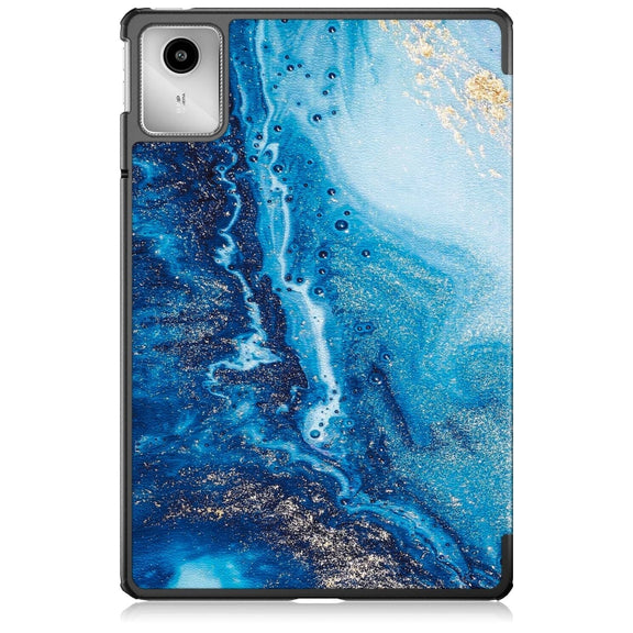 For Lenovo Tab M11/ Xiaoxin Pad 11 2024 Custer Painted 3-Fold Holder Leather Smart Tablet Case(Waves)