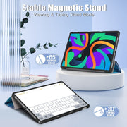 For Lenovo Tab M11/ Xiaoxin Pad 11 2024 Custer Painted 3-Fold Holder Leather Smart Tablet Case(Waves)