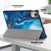 For Lenovo Tab M11/ Xiaoxin Pad 11 2024 Custer Painted 3-Fold Holder Leather Smart Tablet Case(Waves)