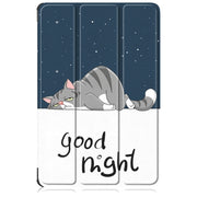 For Lenovo Tab M11/ Xiaoxin Pad 11 2024 Custer Painted 3-Fold Holder Leather Smart Tablet Case(Lazy Cat)