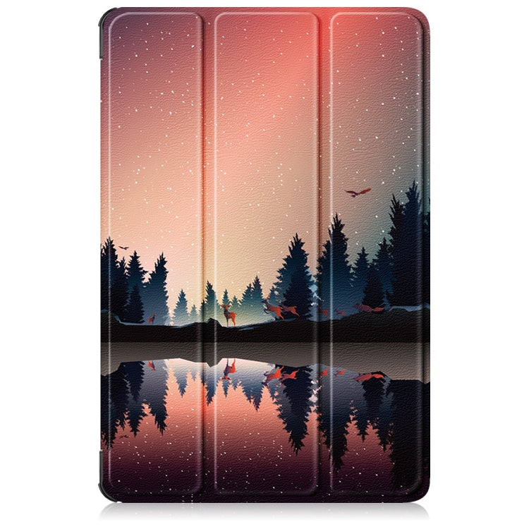 For Lenovo Tab M11/ Xiaoxin Pad 11 2024 Custer Coloured Drawing 3-folding Leather Smart Tablet Case(Sunset)