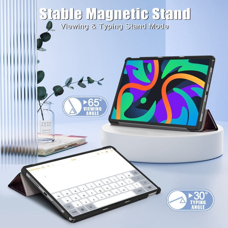 For Lenovo Tab M11/ Xiaoxin Pad 11 2024 Custer Coloured Drawing 3-folding Leather Smart Tablet Case(Sunset)