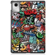 For Lenovo Tab M11/ Xiaoxin Pad 11 2024 Custer Coloured Drawing 3-folding Leather Smart Tablet Case(Graffiti)