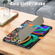 For Lenovo Tab M11/ Xiaoxin Pad 11 2024 Custer Coloured Drawing 3-folding Leather Smart Tablet Case(Graffiti)