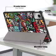 For Lenovo Tab M11/ Xiaoxin Pad 11 2024 Custer Coloured Drawing 3-folding Leather Smart Tablet Case(Graffiti)