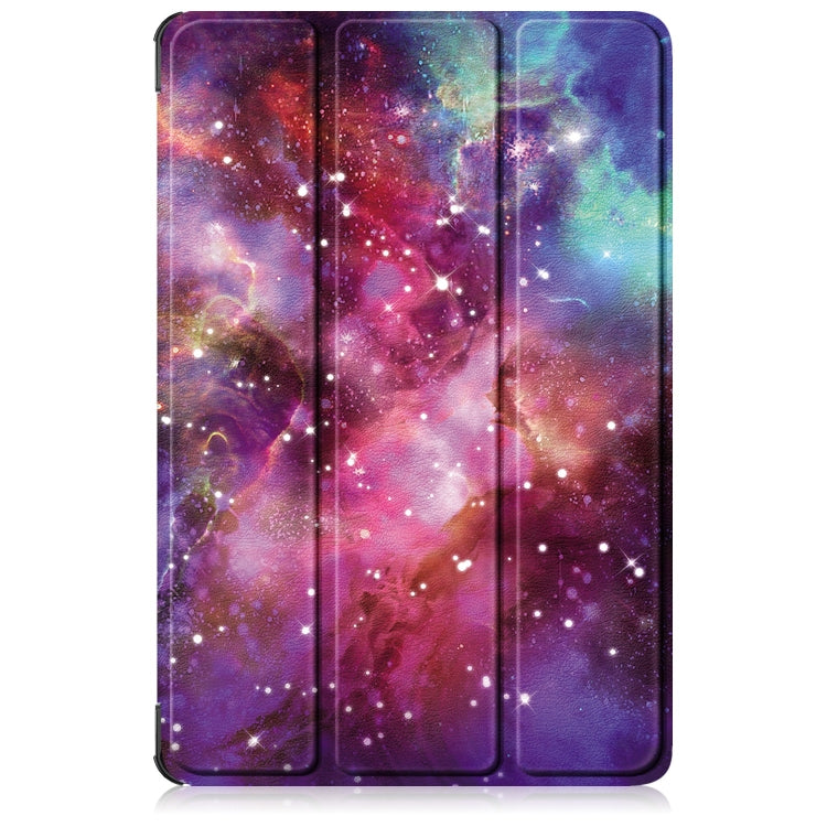 For Lenovo Tab M11/ Xiaoxin Pad 11 2024 Custer Coloured Drawing 3-folding Leather Smart Tablet Case(Milky Way)