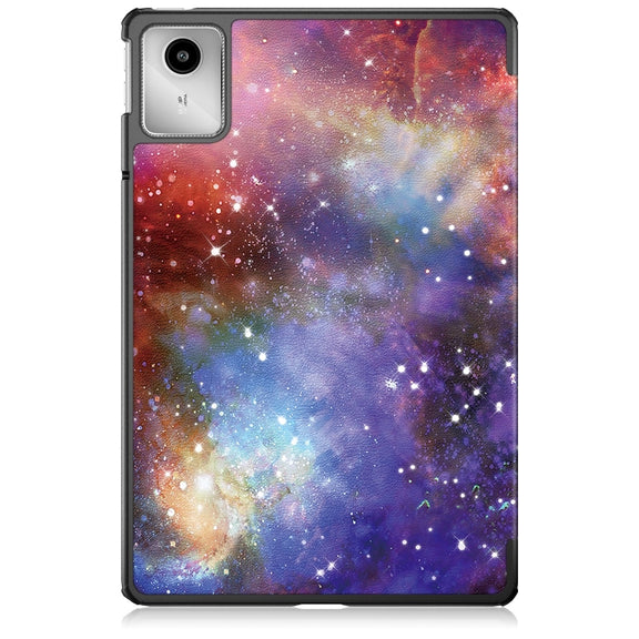 For Lenovo Tab M11/ Xiaoxin Pad 11 2024 Custer Coloured Drawing 3-folding Leather Smart Tablet Case(Milky Way)