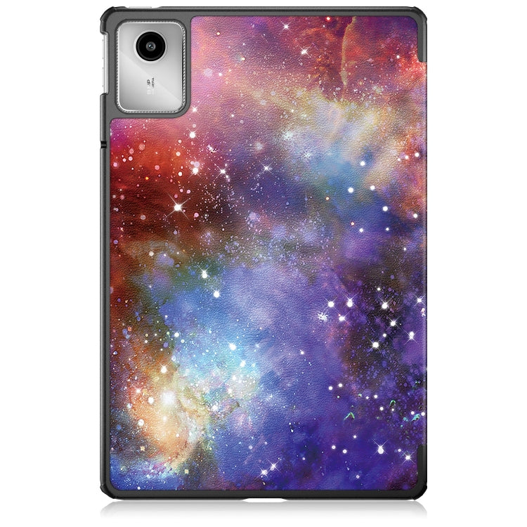 For Lenovo Tab M11/ Xiaoxin Pad 11 2024 Custer Coloured Drawing 3-folding Leather Smart Tablet Case(Milky Way)
